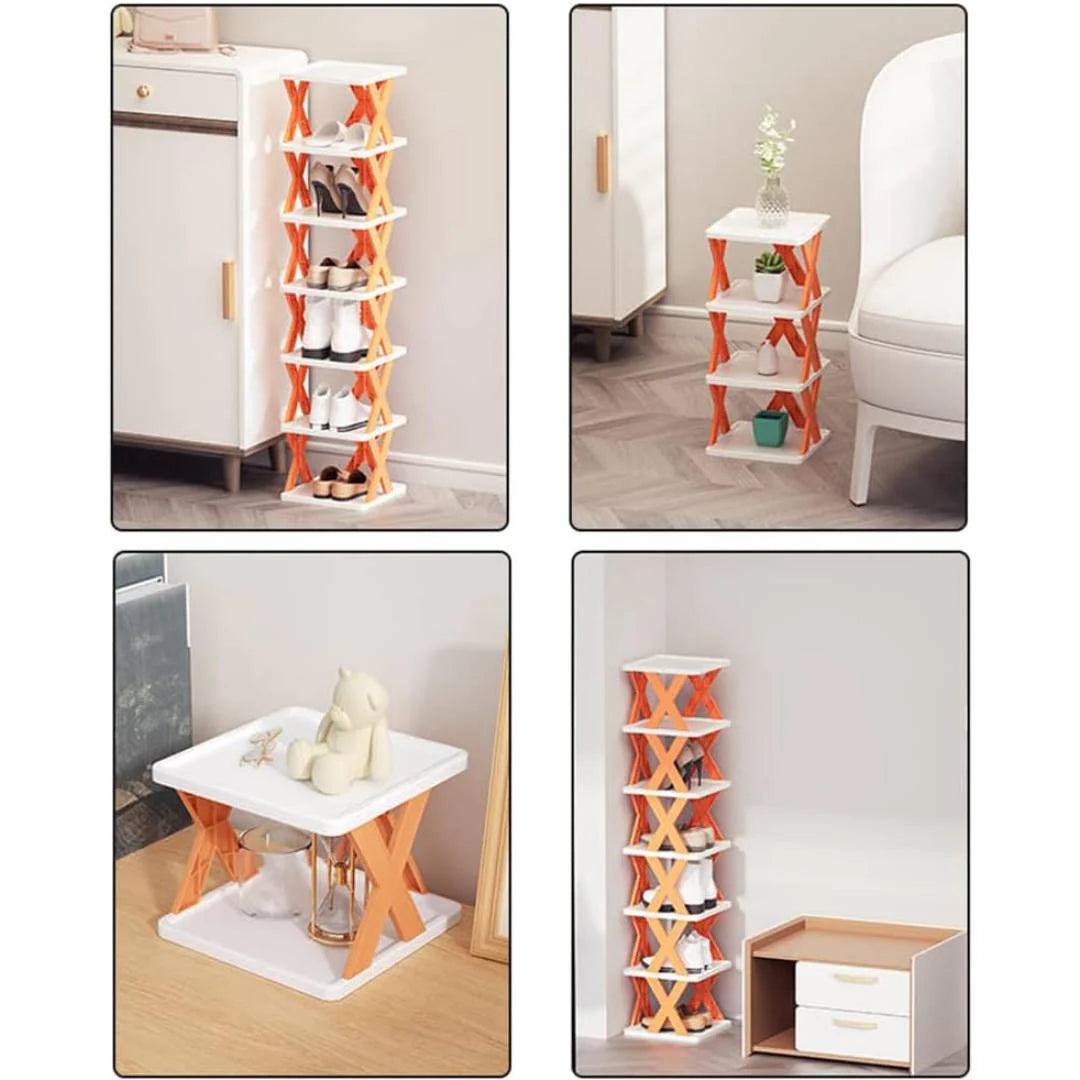 Household Simple slippers Rack - Multi-layer Space Saving Free Installation of Dustproof Folding Plastic Shoe Rack