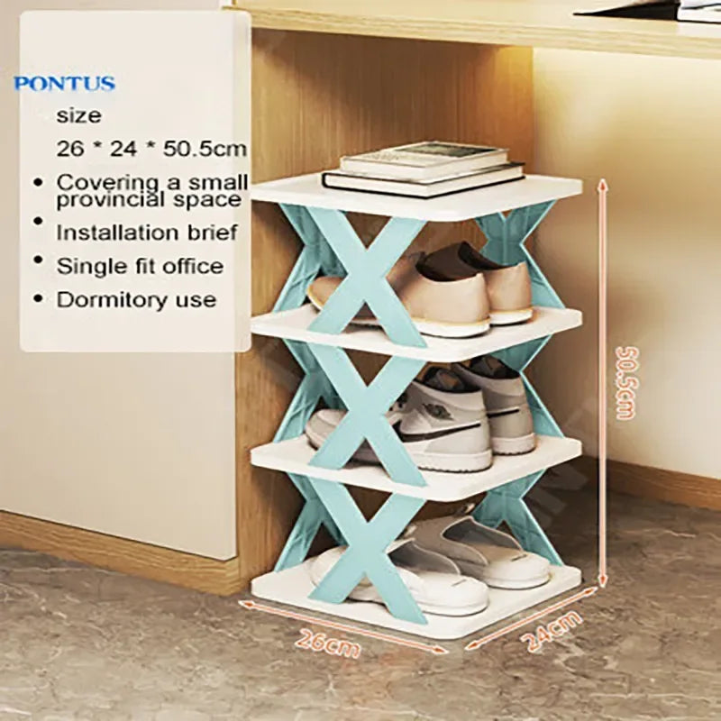 Household Simple slippers Rack - Multi-layer Space Saving Free Installation of Dustproof Folding Plastic Shoe Rack