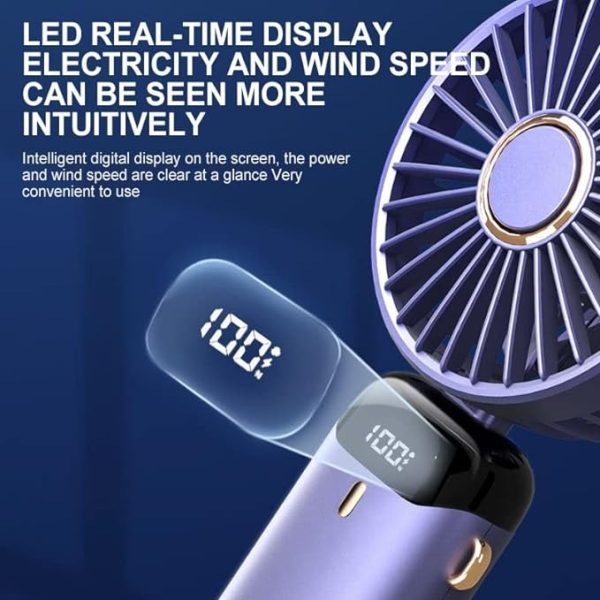 Led Digital Display Rechargeable Fan With Adjustable Speed and Battery Indicator