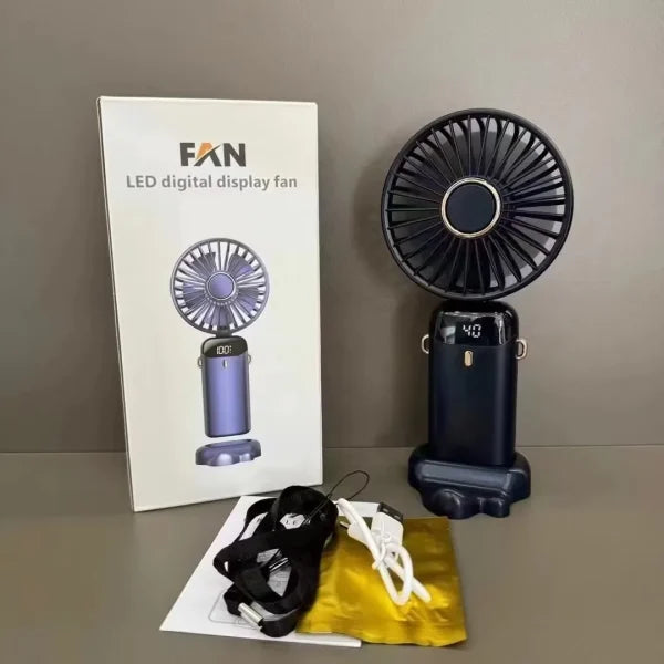 Led Digital Display Rechargeable Fan With Adjustable Speed and Battery Indicator