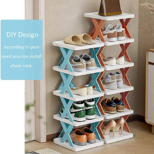 Household Simple slippers Rack - Multi-layer Space Saving Free Installation of Dustproof Folding Plastic Shoe Rack
